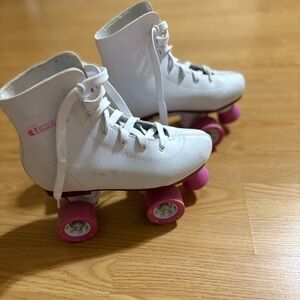 White Roller Skates with Pink Wheels